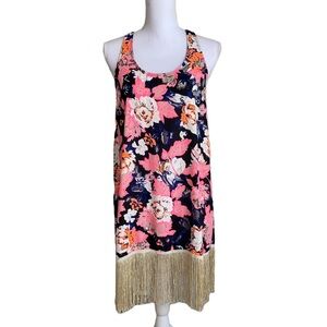 Miin Multicolored Floral Tassel Sleeveless Dress Size Small